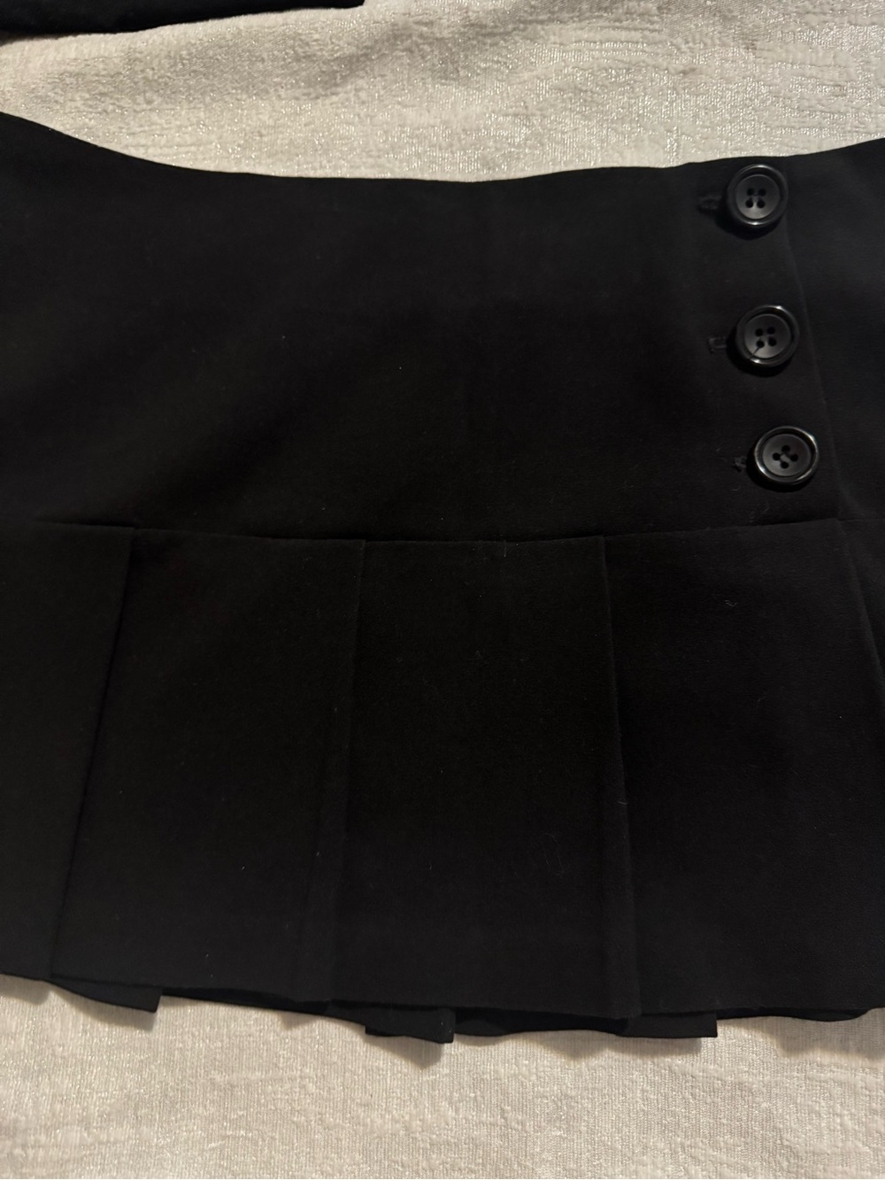 Thrill Black Pleated Mini Skirt with Side Buttons